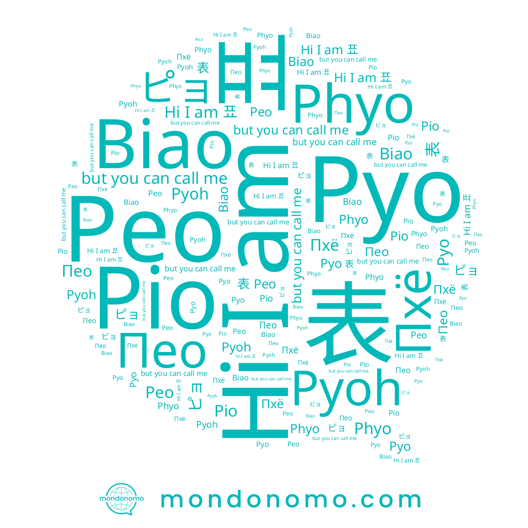 name 표, name ピョ, name 表, name Peo, name Pyo, name Pio, name Pyoh, name Пео, name Biao, name Phyo, name Пхё