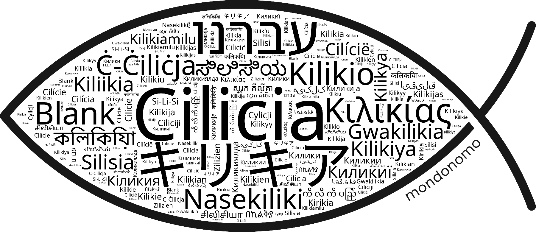 Name Cilicia in the world's Bibles