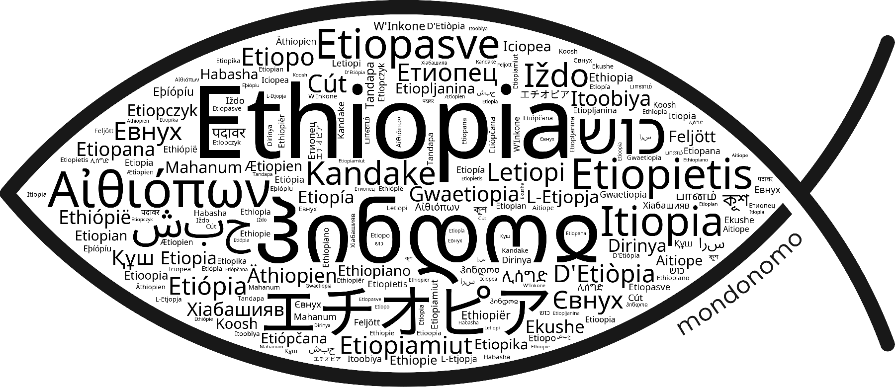 Name Ethiopia in the world's Bibles