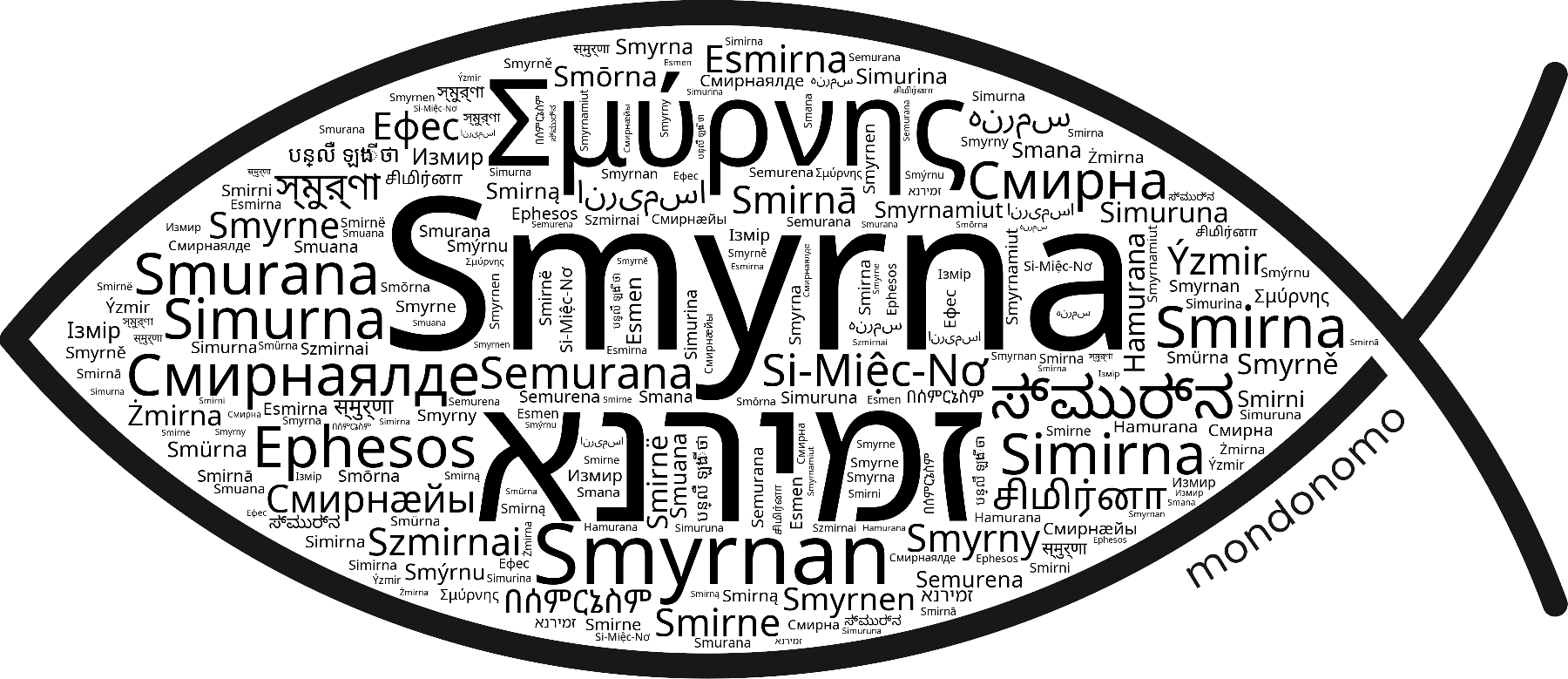 Name Smyrna in the world's Bibles